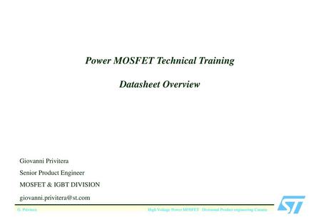 Power MOSFET Technical Training