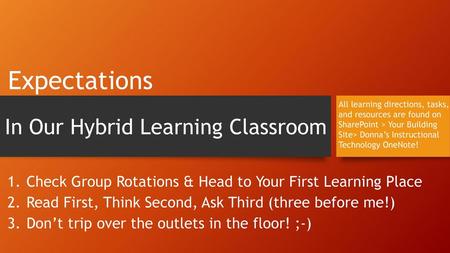 Expectations In Our Hybrid Learning Classroom