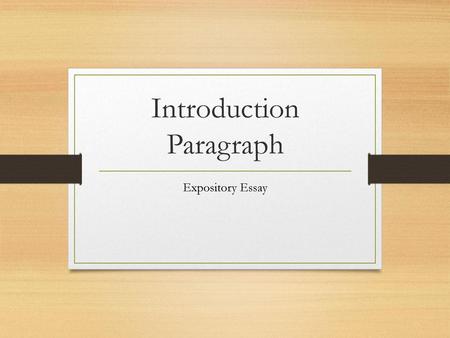 Introduction Paragraph