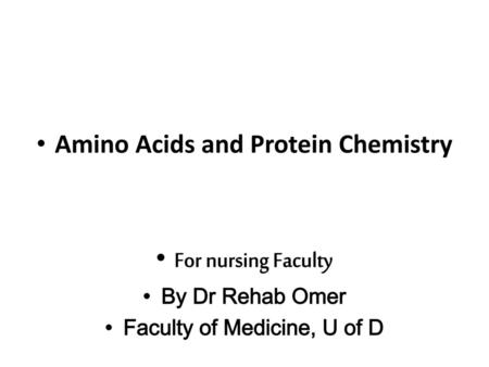 Amino Acids and Protein Chemistry