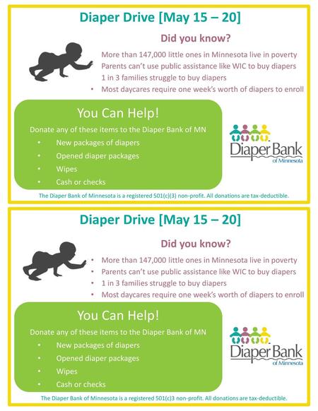 Diaper Drive [May 15 – 20] Diaper Drive [May 15 – 20]