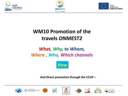 WM10 Promotion of the travels ONMEST2 Where , Who, Which channels