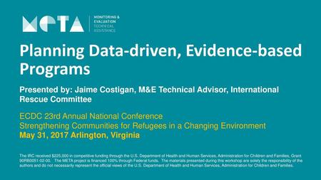 Planning Data-driven, Evidence-based Programs