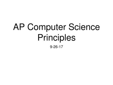 AP Computer Science Principles