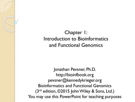 Introduction to Bioinformatics and Functional Genomics