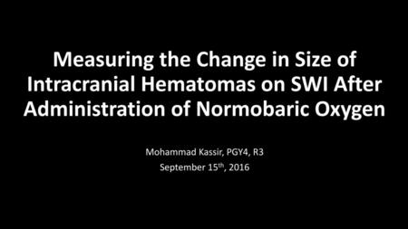 Mohammad Kassir, PGY4, R3 September 15th, 2016