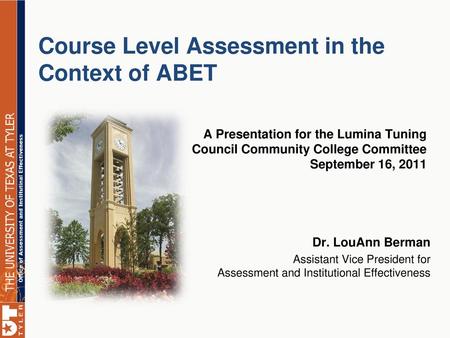 Course Level Assessment in the Context of ABET