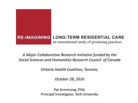 Ontario Health Coalition, Toronto, October 28, 2016