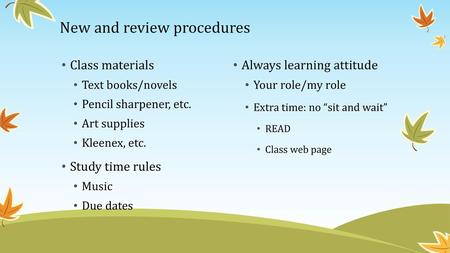 New and review procedures