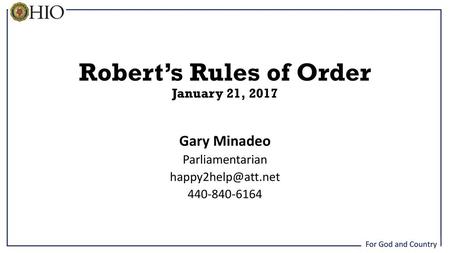 Robert’s Rules of Order January 21, 2017