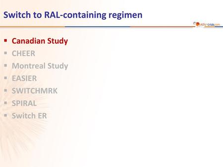 Switch to RAL-containing regimen