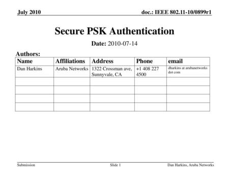 Secure PSK Authentication