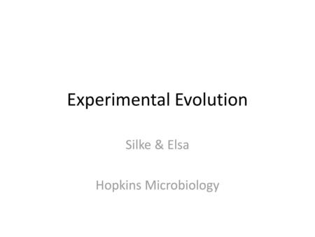 Experimental Evolution