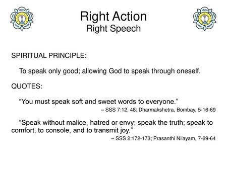 Right Action Right Speech