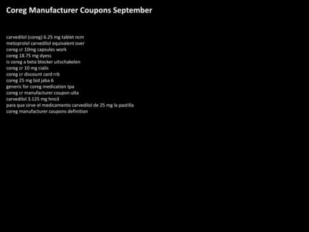 Coreg Manufacturer Coupons September