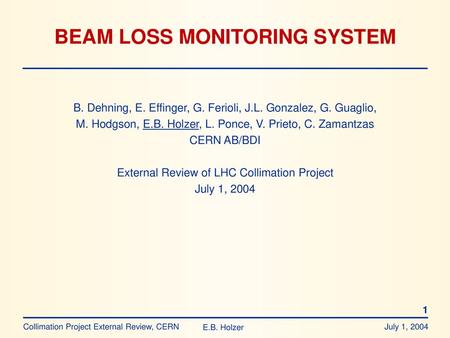 BEAM LOSS MONITORING SYSTEM