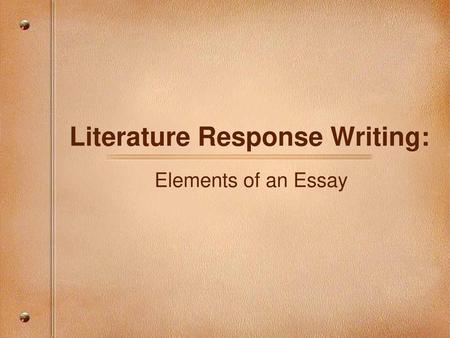 Literature Response Writing: