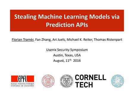 Stealing Machine Learning Models via Prediction APIs