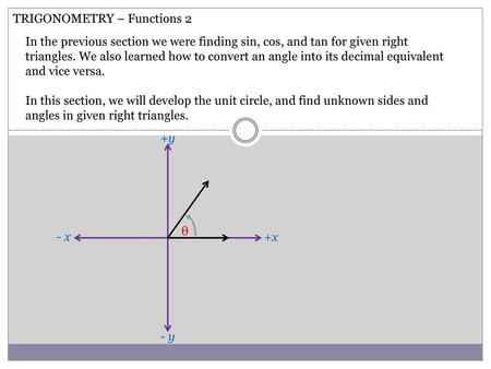 TRIGONOMETRY – Functions 2