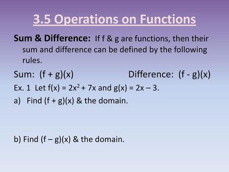 3.5 Operations on Functions