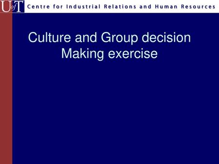 Culture and Group decision Making exercise