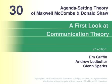 30 Agenda-Setting Theory of Maxwell McCombs & Donald Shaw.