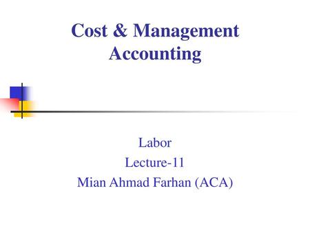 Cost & Management Accounting