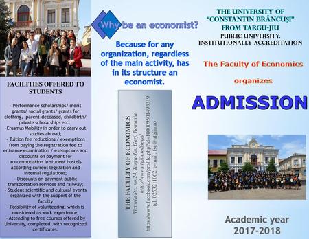 ADMISSION Why be an economist? Academic year