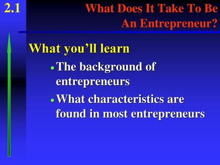 2.1 What Does It Take To Be An Entrepreneur?