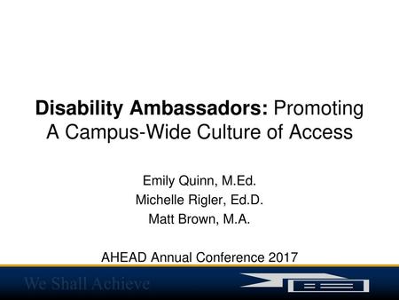 Disability Ambassadors: Promoting A Campus-Wide Culture of Access