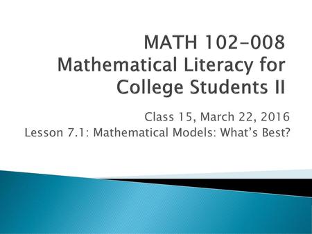 MATH Mathematical Literacy for College Students II