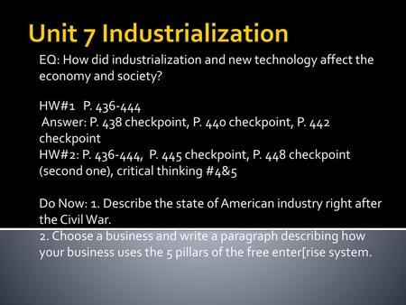 Unit 7 Industrialization