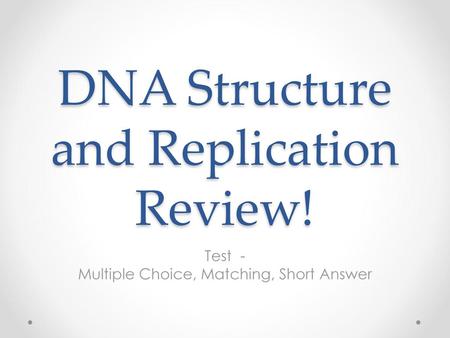 DNA Structure and Replication Review!