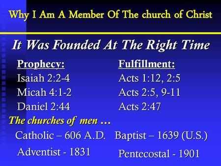 Why I Am A Member Of The church of Christ