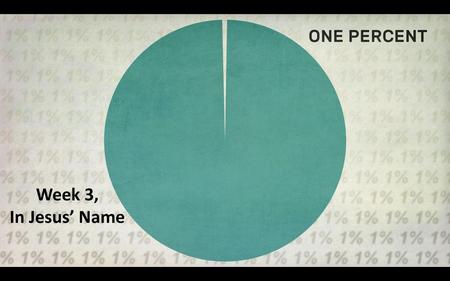 Week 3, In Jesus’ Name.