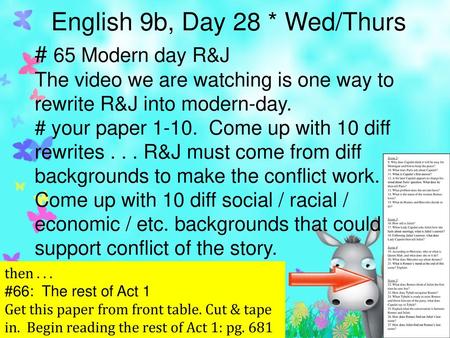 English 9b, Day 28 * Wed/Thurs