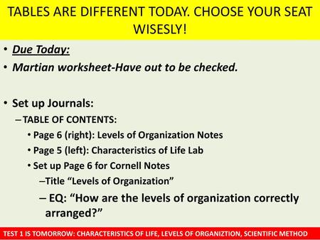 TABLES ARE DIFFERENT TODAY. CHOOSE YOUR SEAT WISESLY!