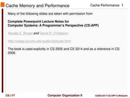 Cache Memory and Performance