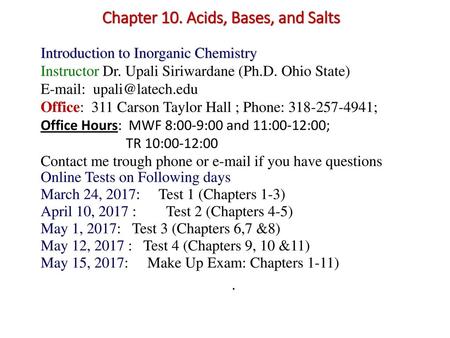 Chapter 10. Acids, Bases, and Salts