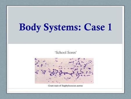 Body Systems: Case 1 ‘School Sores’