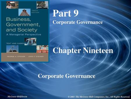 Part 9 Corporate Governance