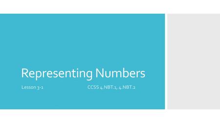 Representing Numbers Lesson 3-1 CCSS 4.NBT.1, 4.NBT.2