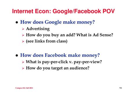 Internet Econ: Google/Facebook POV