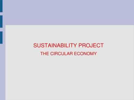 SUSTAINABILITY PROJECT THE CIRCULAR ECONOMY