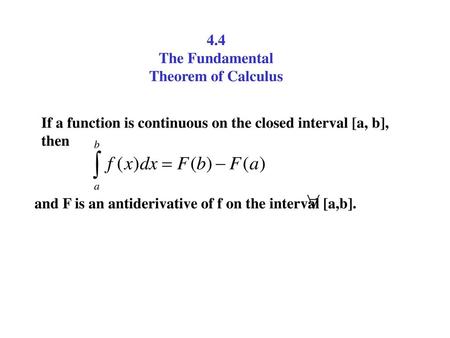 4.4 The Fundamental Theorem of Calculus