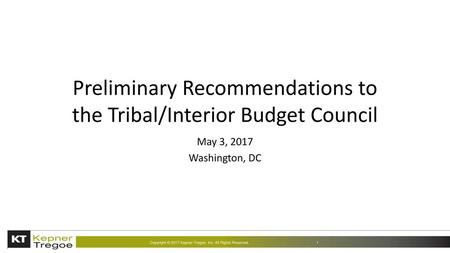 Preliminary Recommendations to the Tribal/Interior Budget Council