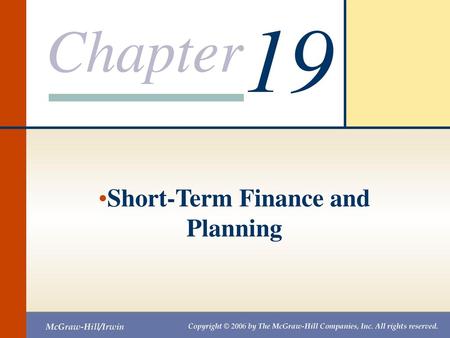 Short-Term Finance and Planning