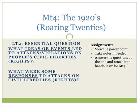 Mt4: The 1920’s (Roaring Twenties)