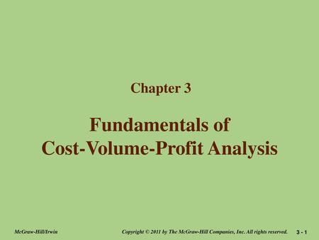 Fundamentals of Cost-Volume-Profit Analysis