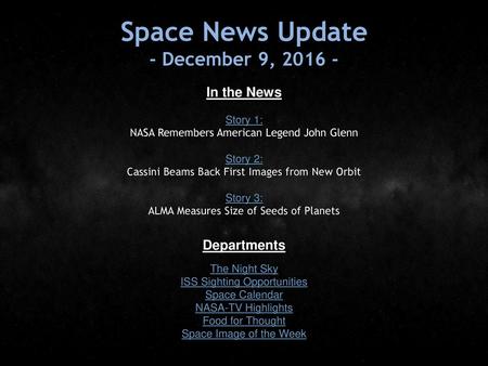 Space News Update - December 9, In the News Departments